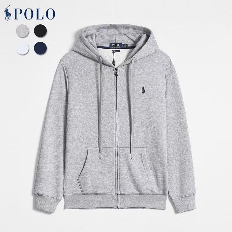 Men's Embroidered Small Horse Zip-Up Hoodie - Casual Long-Sleeved Jacket for Spring and Autumn.