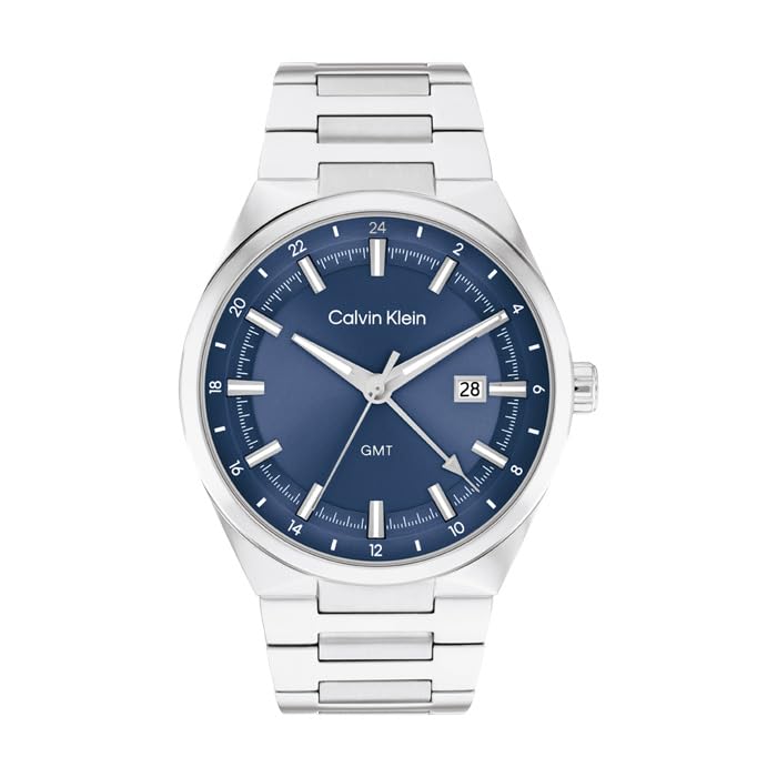 Watch DISTINGUISH GMT Blue Dial Stainless Steel Bracelet 25200488 [Calvin Klein][Authorized Import] Men s