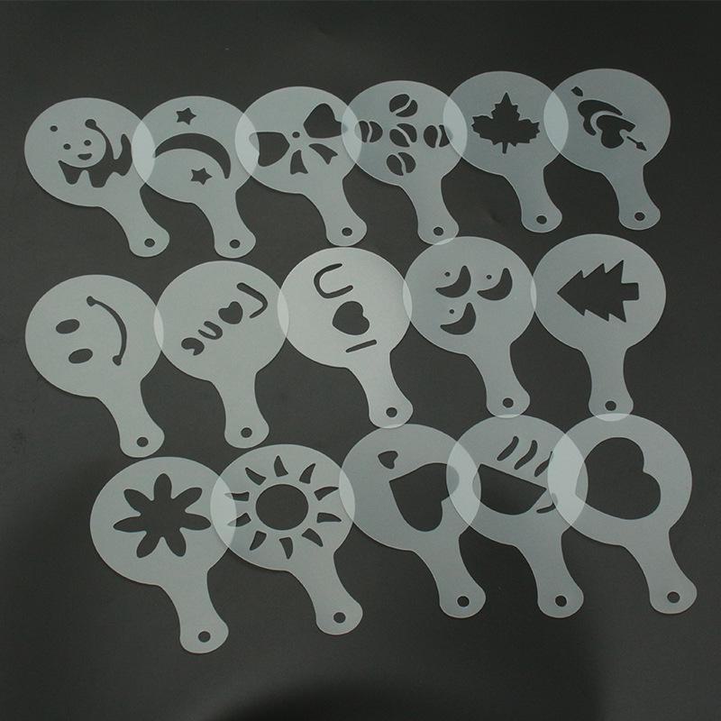 Plastic Coffee Stencil Set: 16 Thickened Templates for Fancy Milk Foam Art