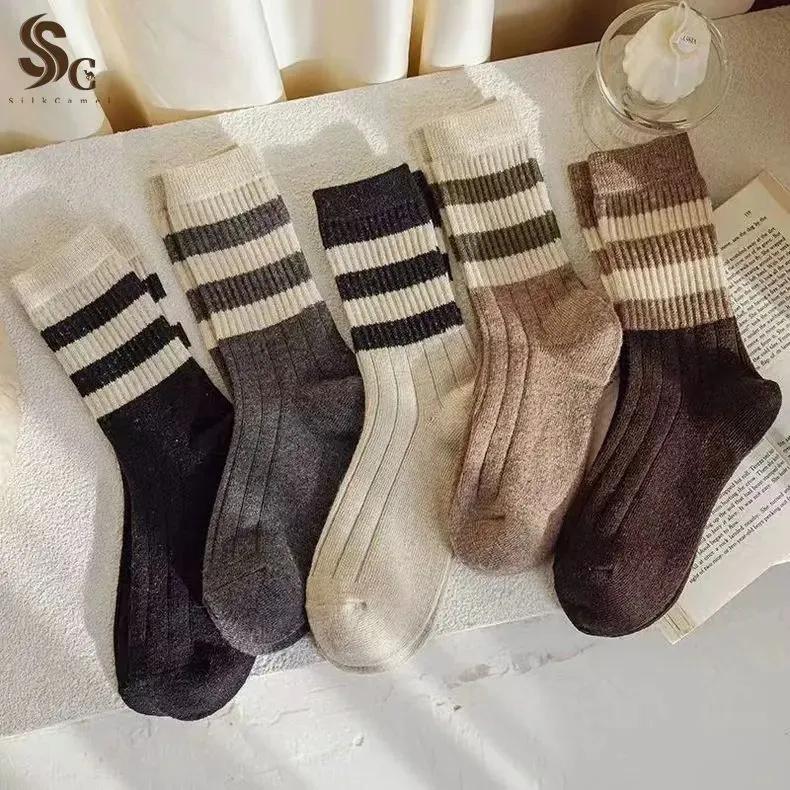 Mid,calf Socks, Casual Classic Striped, Sweat,absorbent And Breathable Women's Socks