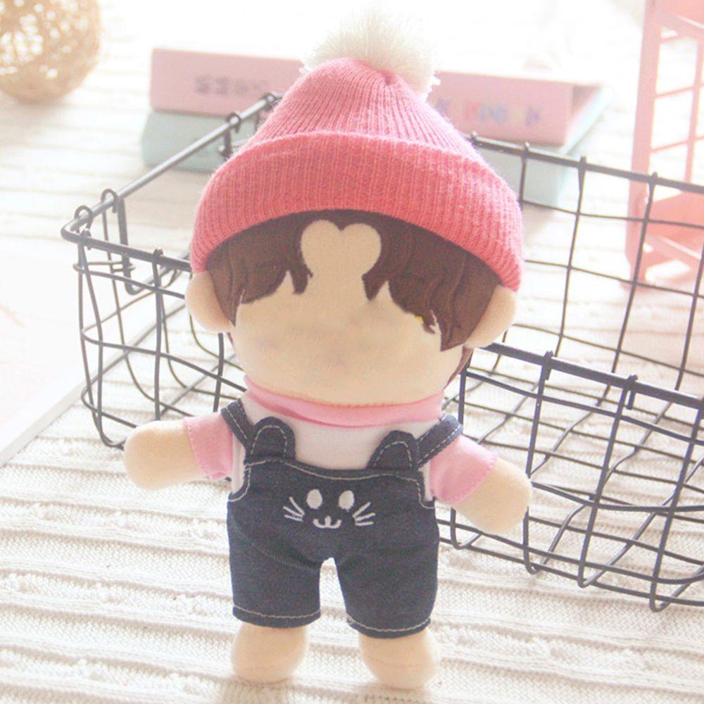 Animal Pattern Cotton Stuffed Dolls Mini Overalls Doll Clothes Plush Suspender Pants Knited Hat