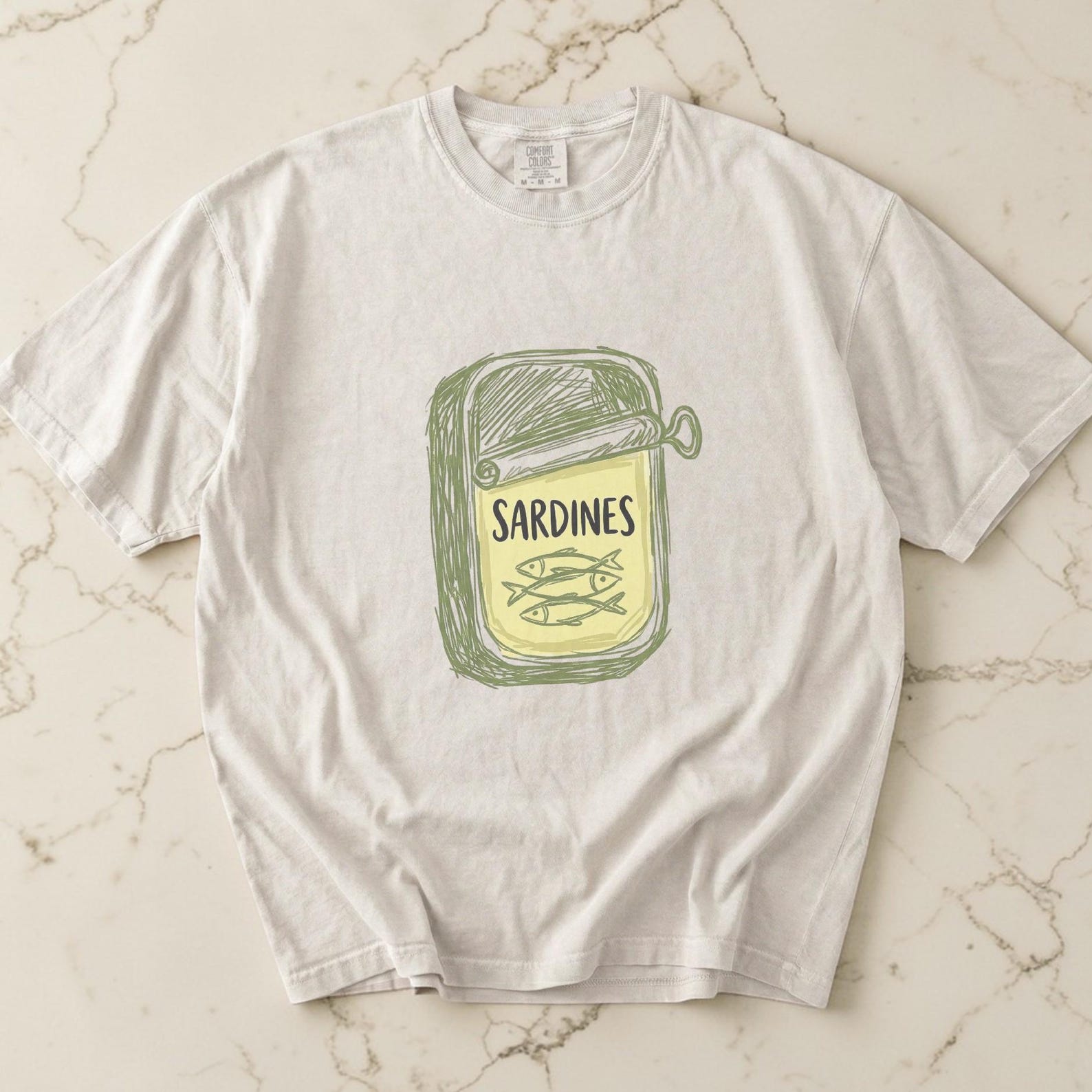 Sardines Tin Shirt, Tinned Fish Graphic Tee, Comfort Colors Unisex T shirt, Foodie Gift, Ocean Aesthetic, Vintage Fish Market, Coastal Shirt 2XL
