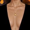 Luxury Stainless Steel Heart-Shaped Pendant Necklace for Women Minimalist Adjustable Long Sweater Chain Daily Wear Jewelry Gifts