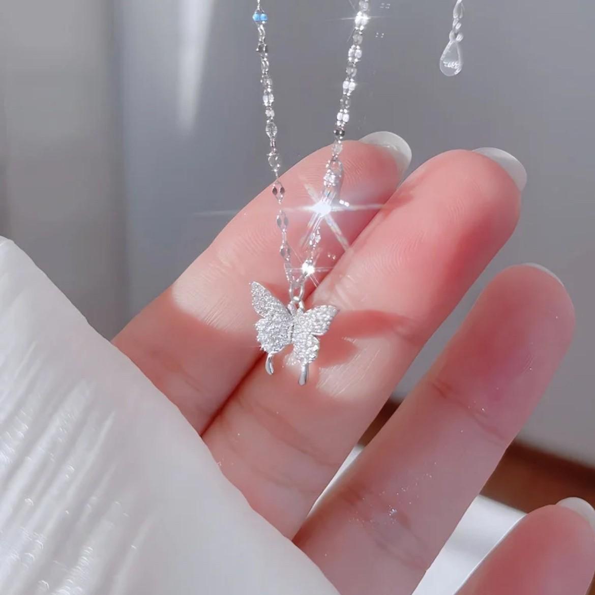 

New Fashion Butterfly Necklace for Little Women Luxury Qixi Valentine s Day Gift for Girlfriend 40CM