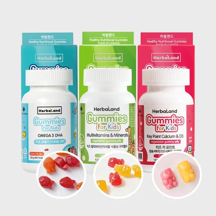 Kids Vitamin Gummy Jelly (Multivitamin, Calcium D3, Omega 3) 3 Types, 1 Bottle Each