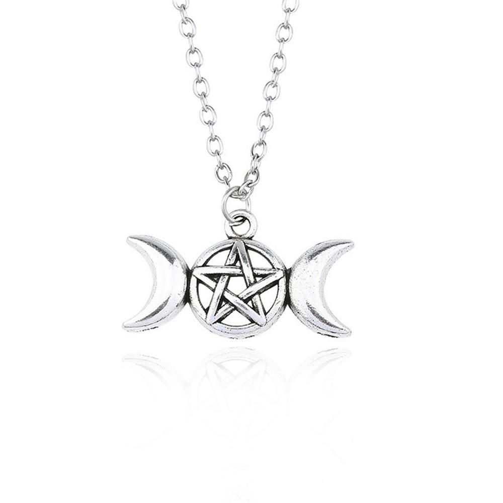 

Vikings Retro Symmetry Moon Hollowed-out Five-pointed Star Pendant Necklace for Women Simple Fashion Jewelry Accessories Gifts