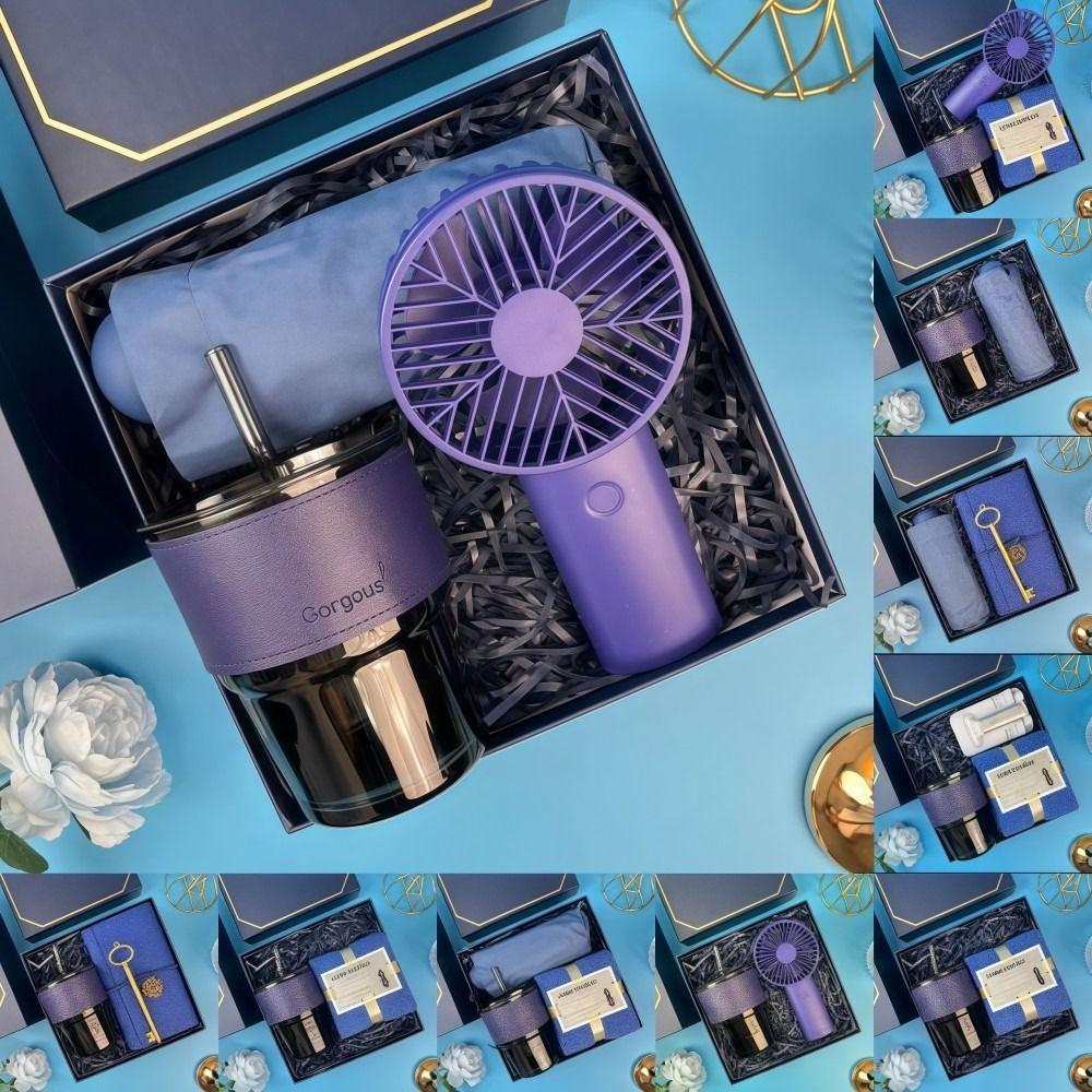 3IN1 Souvenir Gift Set Stylish Design with Paper Bag Practical Gift Sets Luxury Fan/Towel/Cup Gift Box Set Personalized Gifts