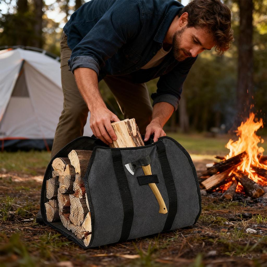 Wood Carrier for Firewood Waterproof Large Tote Outdoor Firewood Log Carrier Tote Bag for Indoor Outdoor Camping Campfire Stove