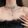 Elegant Crystal Bow Tassel Necklace – Luxurious Clavicle Chain for Exquisite Occasions