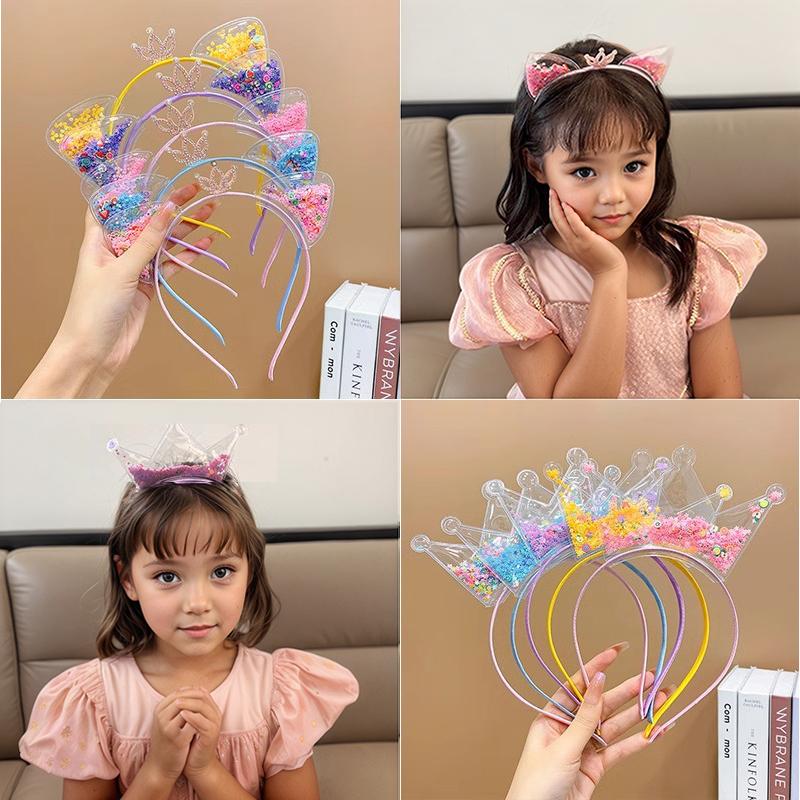 1PCS Cute Glitter Cat Ear Hair Bands for Girls Crown Colorful GirlsParty Headwear Kids Fashion Hair Accessories  FDr09