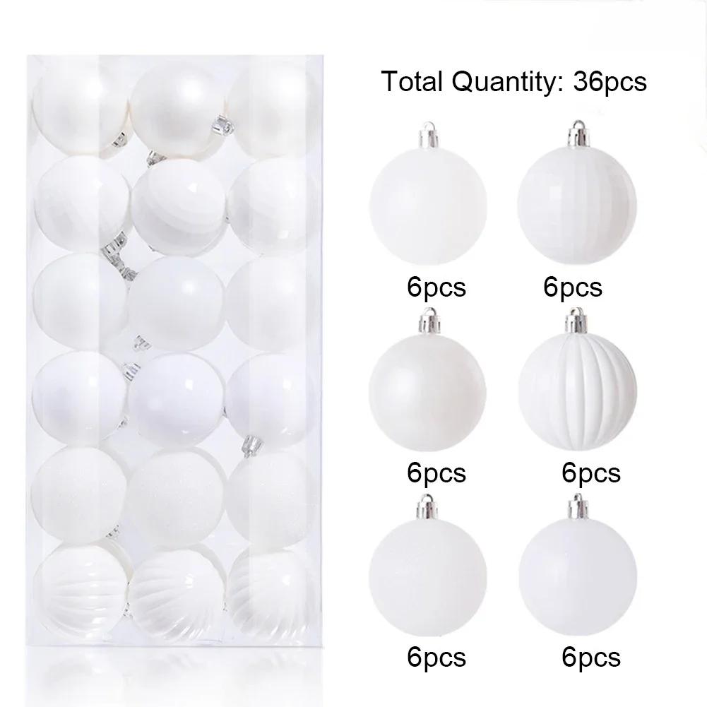 

36 шт. Пластиковые рождественские шары, 1 дюйм круглые елочные украшения, подвесные шары на Рождество, украшения на Рождество и Новый год 3cm белый