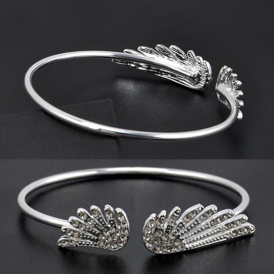 Jewelry Rhinestones Angel Wing Female Cuff Thin Bracelet Open Bangle