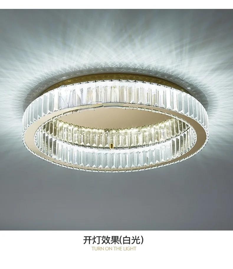 Round Crystal Led Ceiling Lamp For Bedroom Living Room Foyer Dining Room Modern Luxury Stainless Steel Crystal Ceiling Light
