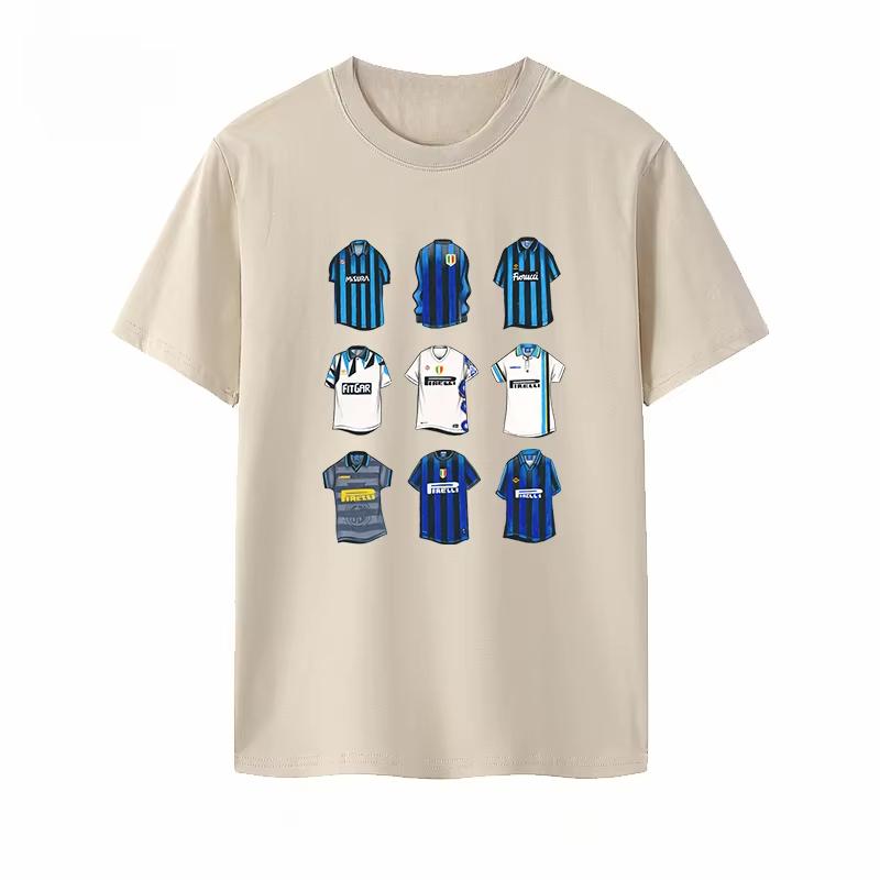 Футбол Серии А Интер Классическая Фан-форма Сувенирная Футболка с коротким рукавом Мужская Повседневная Спортивная Хлопковая Интер Милан 3XL
