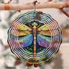 Hanging Wind Chime with Colorful Dragonfly Pattern 2D Kinetic Metal Art for Outdoor Courtyard Balcony Garden Decor