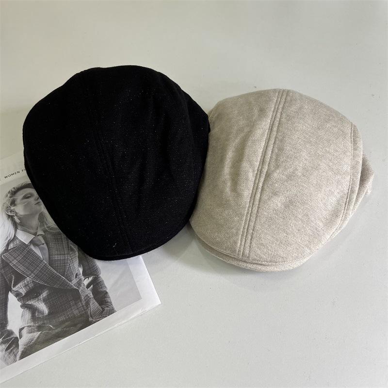 Retro Newsboy Hat Ladies Solid Color Versatile Simple Forward Hat Vintage Peaked Hat Men's Trend