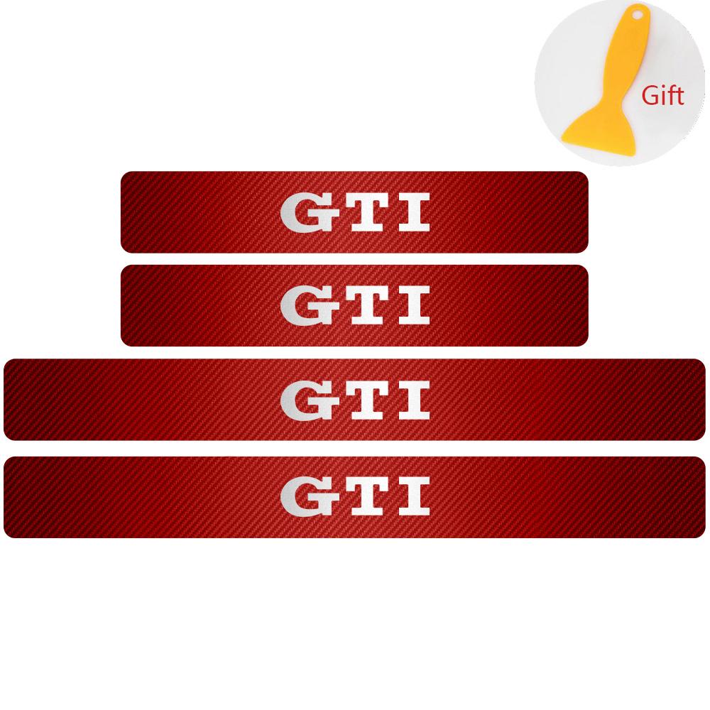 4Pcs Car Door Carbon Fiber Sill Scuff Plate Decoration Sticker For Volkswagen GTI Golf Caddy Passat CC Lavida Sagitar Scirocco CWT1