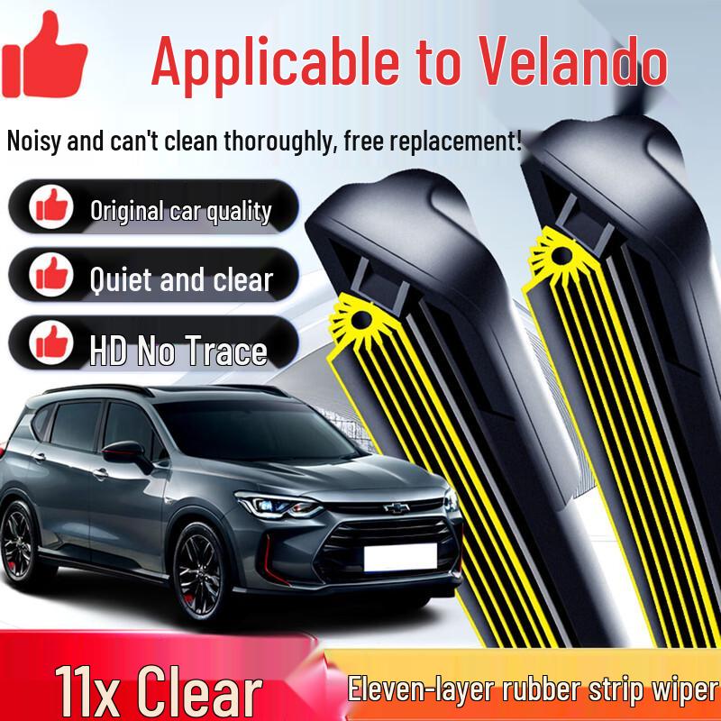 

Chevrolet Orlando Frameless Silent Front Wiper Blade with Rubber Strip Upgrade - Pair
