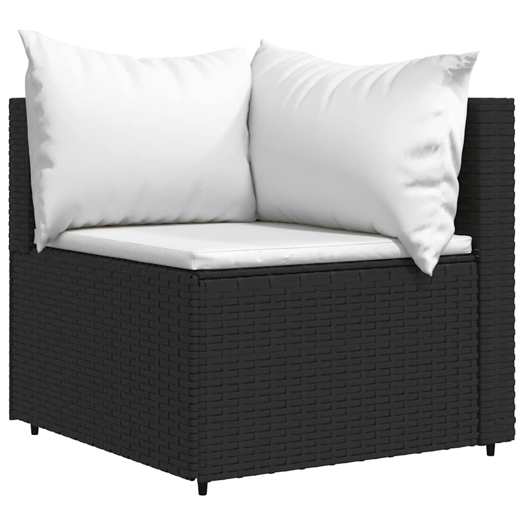 Vidaxl 3-Cz. Garden Lounge Set, Cushions, Black PE Rattan