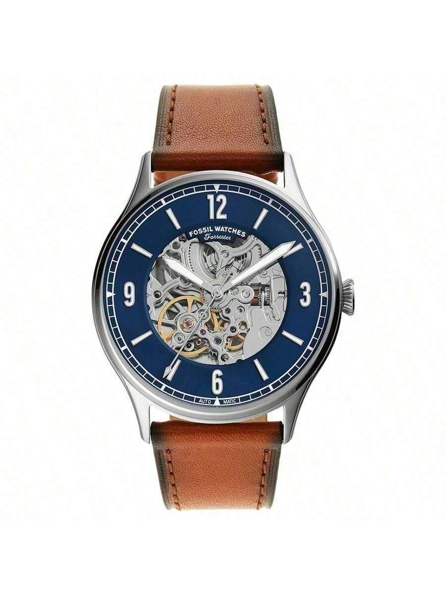 

Чоловічий автоматичний механічний шкіряний годинник, з прозорим механічним вінтажним циферблатом. Преміальний, ідеальний для ділових ситуацій, демонструє модель ME3179 синій