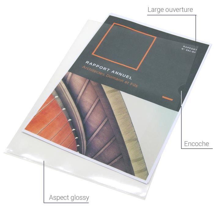 Pochettes coin transparentes a4 - waytex - 931299 - 120 microns - paquet de 50 - lisses