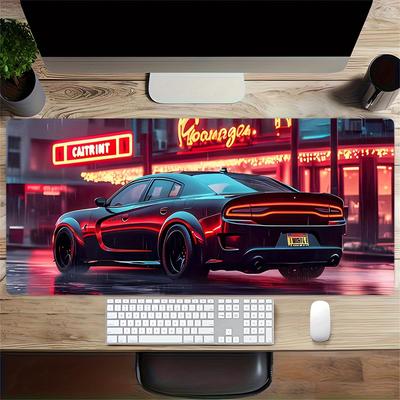 1pc Large Gaming Mouse Pad, UV Reactive Non-Slip Desk Mat, Washable PolyesterRacing, speedComputer Pad with Vibrant Game Machine Print, Mous