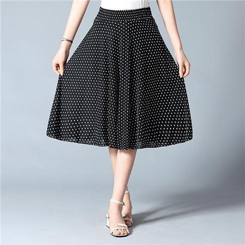 Fuste cu flori de lungime mijlocie de vară cu talie elastică femei lejer casual din șifon din mătase de gheață rochie de plajă pentru femei