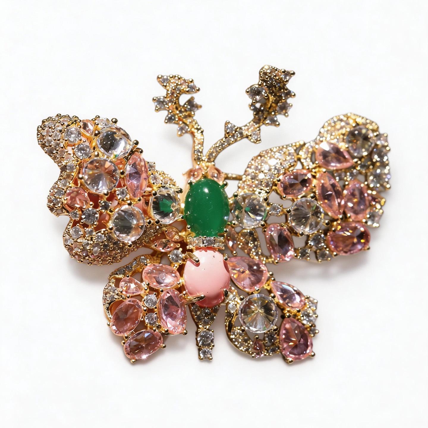 Bo Xin Yun Luxury Green Agate Butterfly Brooch for Women - High-Quality Lapel Pin for Suits  Dresses
