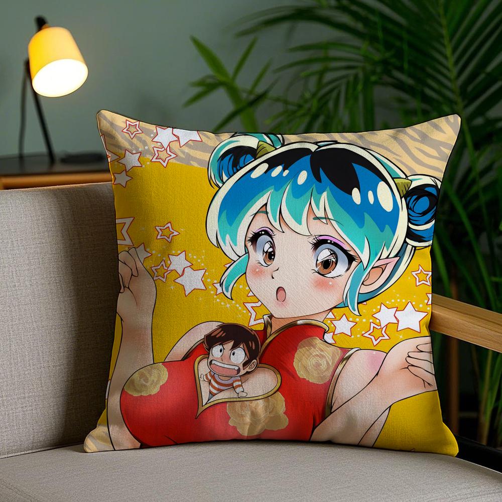 Anime Game U-Urusei Yatsura Cushion Cover Soft Short Plush Double-Sided Printing Home Decor Machine Washable Pillow Case Gift