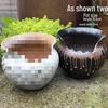 Handmade Coarse Pottery Wide-Mouth Flower Pot - Ceramic Zisha Succulent Planter with Rustic Cut-Edge Design for Chlorophytum