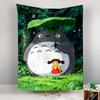Tapestry My Neighbor Totoro Rain Girl Mei Leaf Umbrella Anime Poster Wall Art for Kids Room