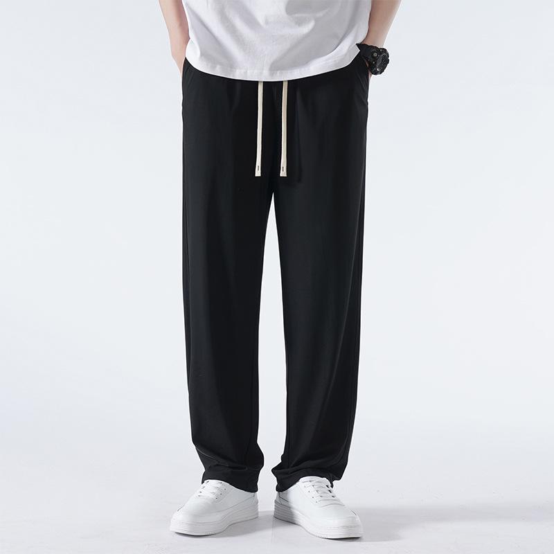 Men's Ice Silk Wide Leg Summer Pants - Loose, Draping, Micro Flare with Stretch for Casual Wear
