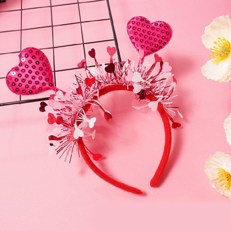 Banquet Prom Party Hairband Woman Valentines Headband Heart Tinsel Headband