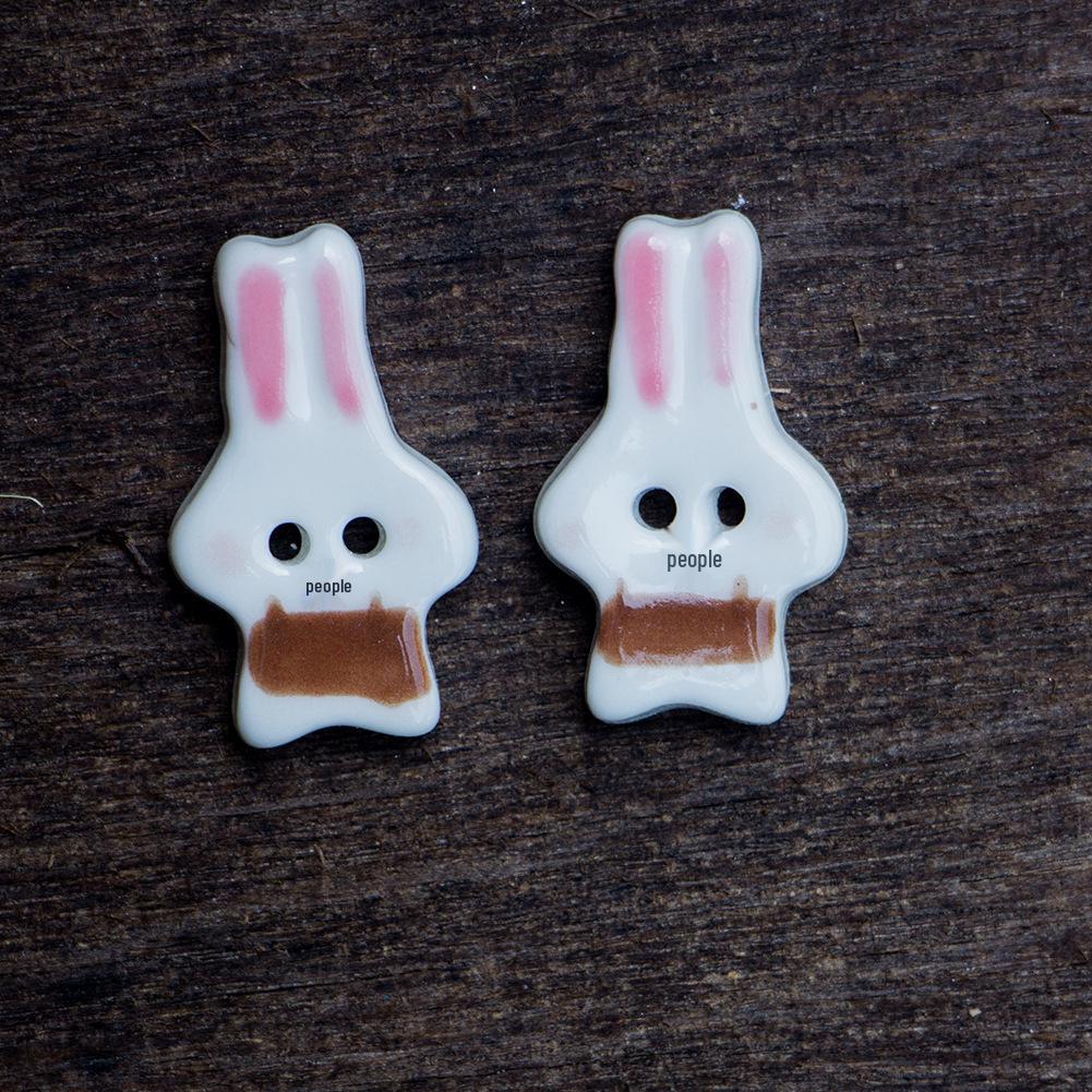 UK Handmade High-End Cute Rabbit Ceramic Buttons for DIY Windbreaker