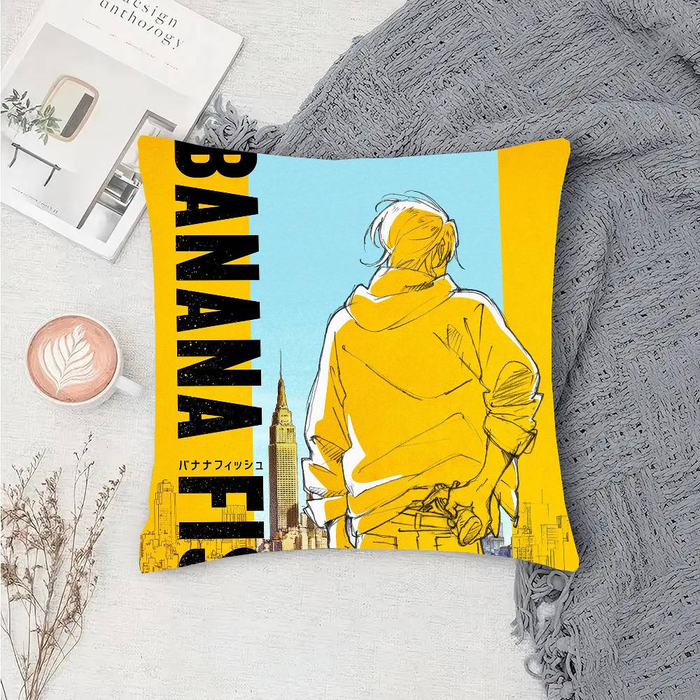 Anime BBanana Fish Pillow Case Fashion Square Pillowcase Bedroom Sofa Room Ins Decoration Leisure