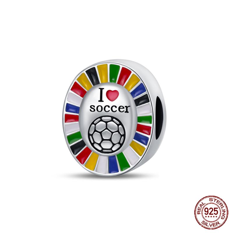 100% Copper I Love Soccer Series Lucky Football Trophy Charms Beads Fit Qikaola Original Bracelets Fine Diy Jewelry