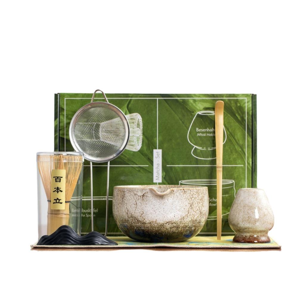 Juego de Té Matcha de Cerámica de Bambú de 7 Piezas Reutilizable Chasen Japonés Batidor de Matcha Japonés Herramientas para Hacer Té