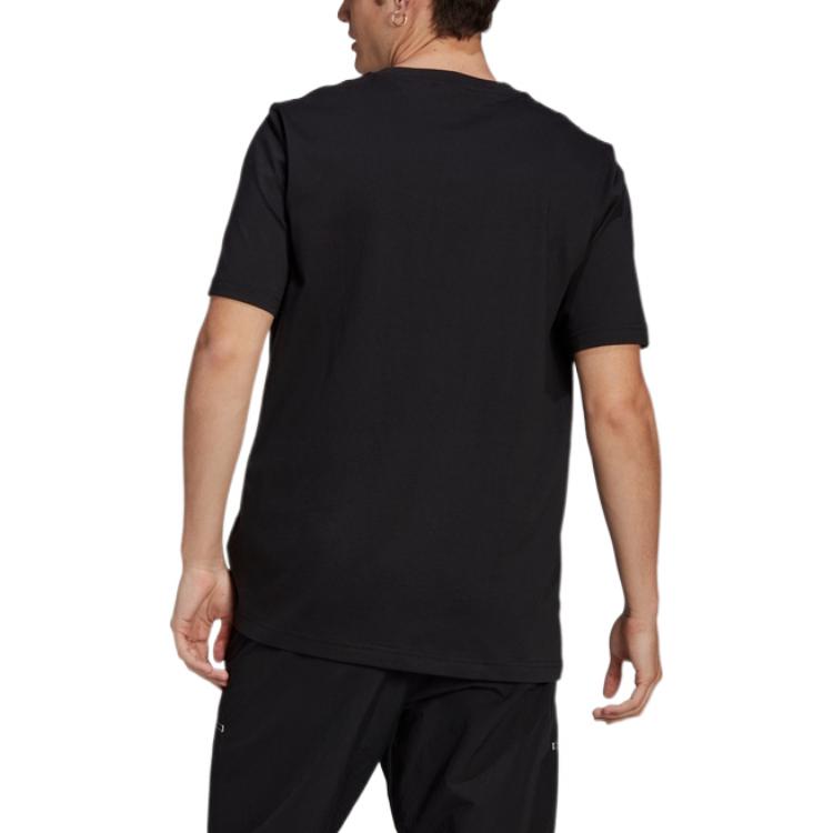adidas Originals Trefoil SS22 Color Logo Print Crew Neck T-Shirt Men Tops Black GP0166