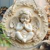 Entzückendes Cherub Holzschild - Engel Rundes Schild für Haustür Wandbehang Dekor - Idealer Hängeschmuck für Zuhause