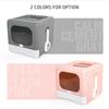 Portable Foldable Cat Litter Box Large   Enclosed Cat Potty Toilet Front Entry Top Exit with Lid Litter Scoop