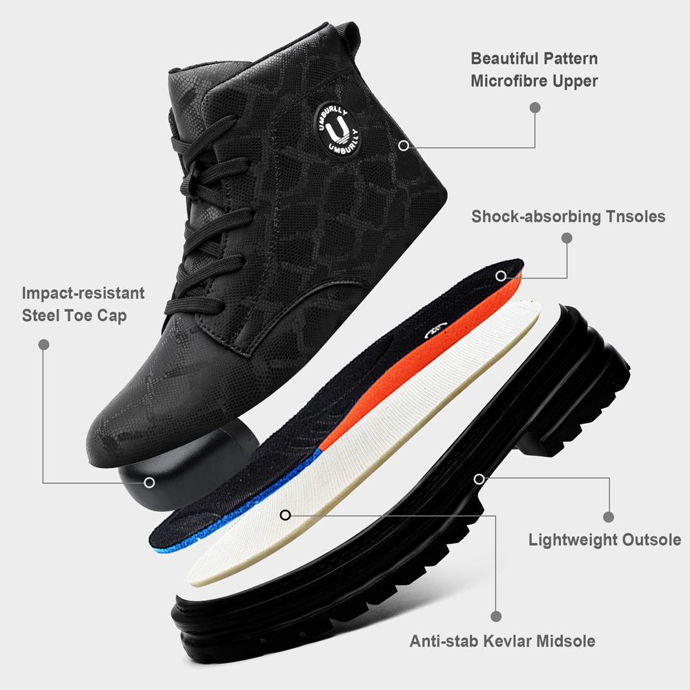 Arbeitssicherheitsstiefel Damen Stahlkappenschuhe Schutzstiefel Herbst Winterschuhe Durchtrittsicher Durchstoßfest Sicherheitsschuhe leicht