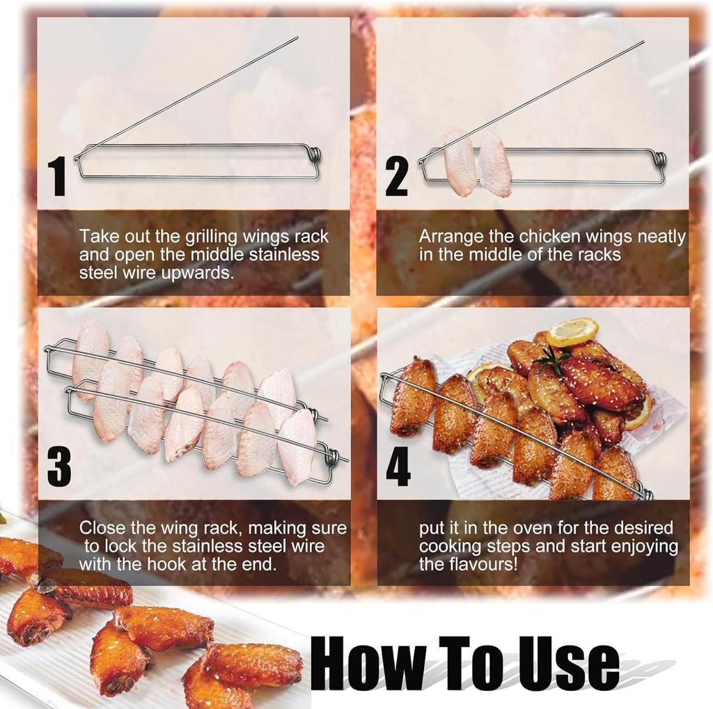 Stainless Steel Wing Rails Grilling Skewer Bbq Reusable Barbecue Tools Chicken Wings And Kabobs Perfect Outdoor Grilling Camping