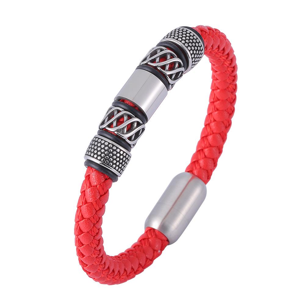 European Retro Woven Leather Bracelet - New Punk Style, 4 Colors Available