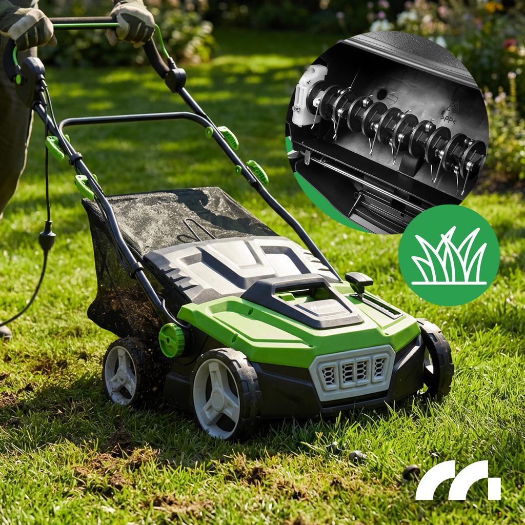 Electric Lawn Scarifier Aerator 45L Basket Working Width 38Cm