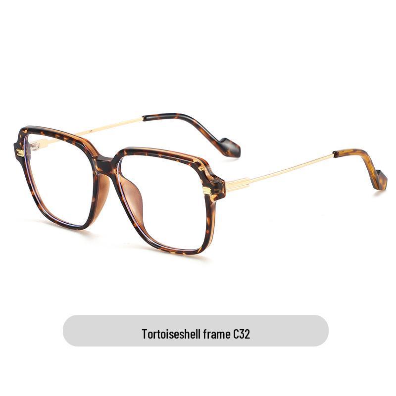 Retro TR Large Frame Flat Lenses Men's Anti-Blue Light Glasses