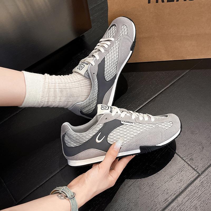 Retro mesh splicing contrasting color Dexun shoes women's 2025 new versatile soft-soled casual sports breathable Forrest Gump shoes