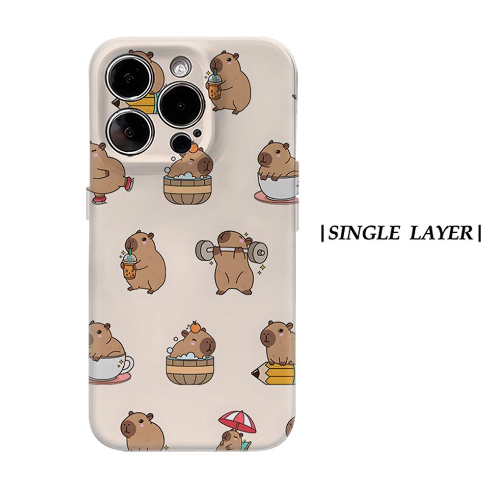 

Kawaii Capybara Daily Phone Case for IPhone 17AIR 16E 16 15 14 13 12 11 17 Pro Max Plus Double-layer Back Cover IPHONE17PROMAX