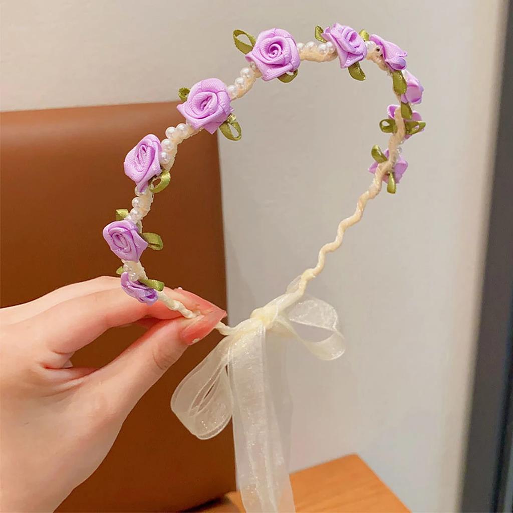 Kinder Perlsatin Blume Haarschleife Blumenmädchen Hochzeitsschleife Blumenband Haarbündel Süße Mode Haaraccessoires
