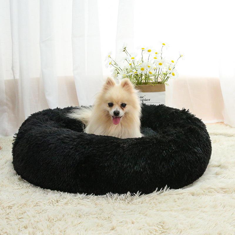 Warm Long Plush Pet Bed Round Winter Cat Bed Dog Bed Removable Washable Pet Supplies