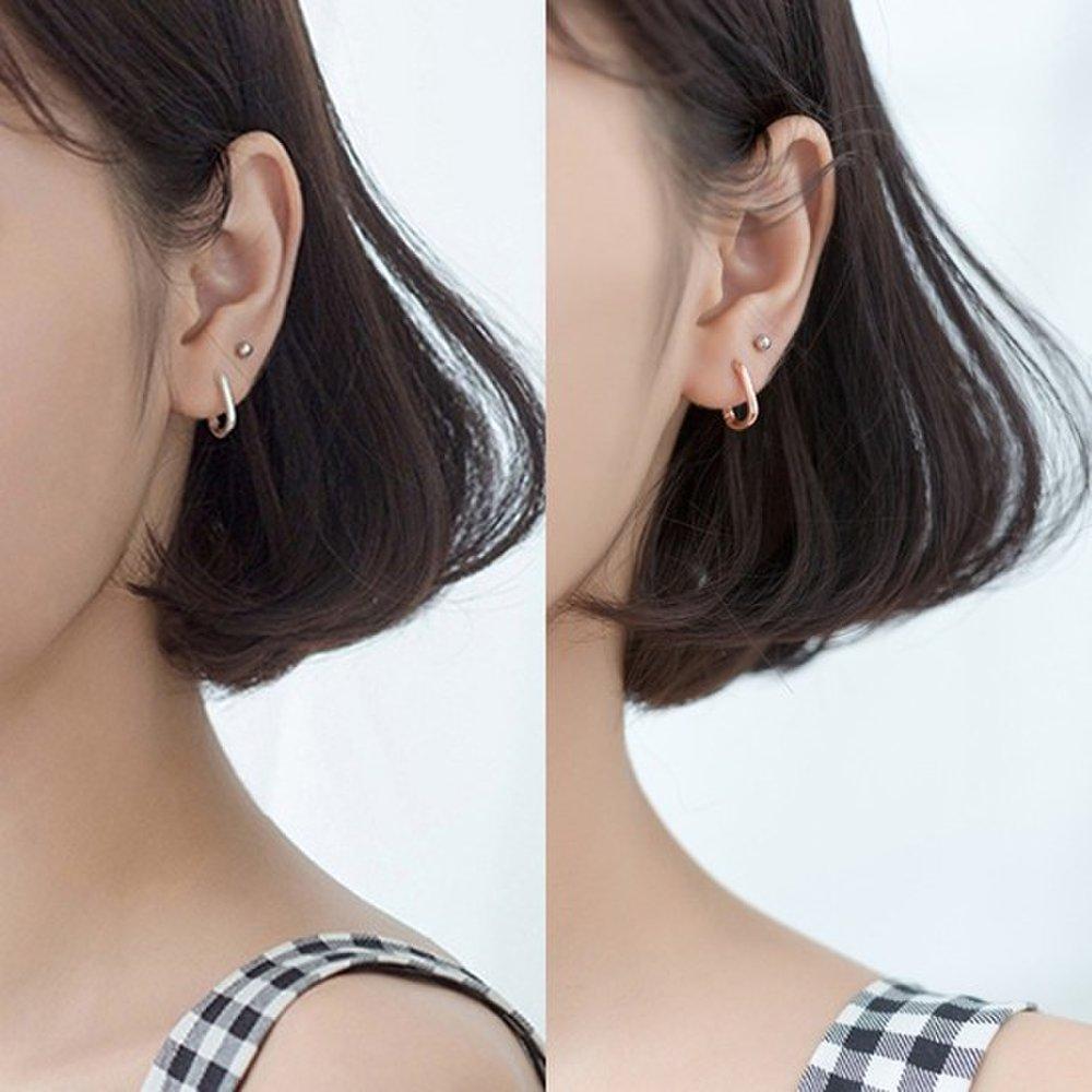 Hermosa:J E071 925 Silver Earrings, Rose Gold Square Earrings, Daily Hoop Earrings